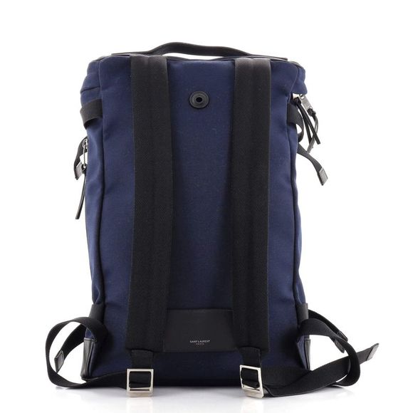 Saint Laurent Rivington Race Backpack Canvas with Leather Black, Blue - Picture 4 of 8
